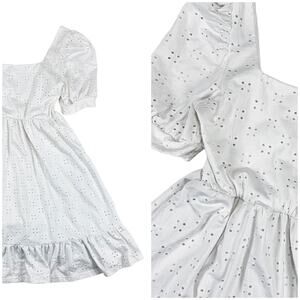 B Eyelet Dress Women S Puff Sleeve Smocked Babydoll Cottagecore Coquette Summer